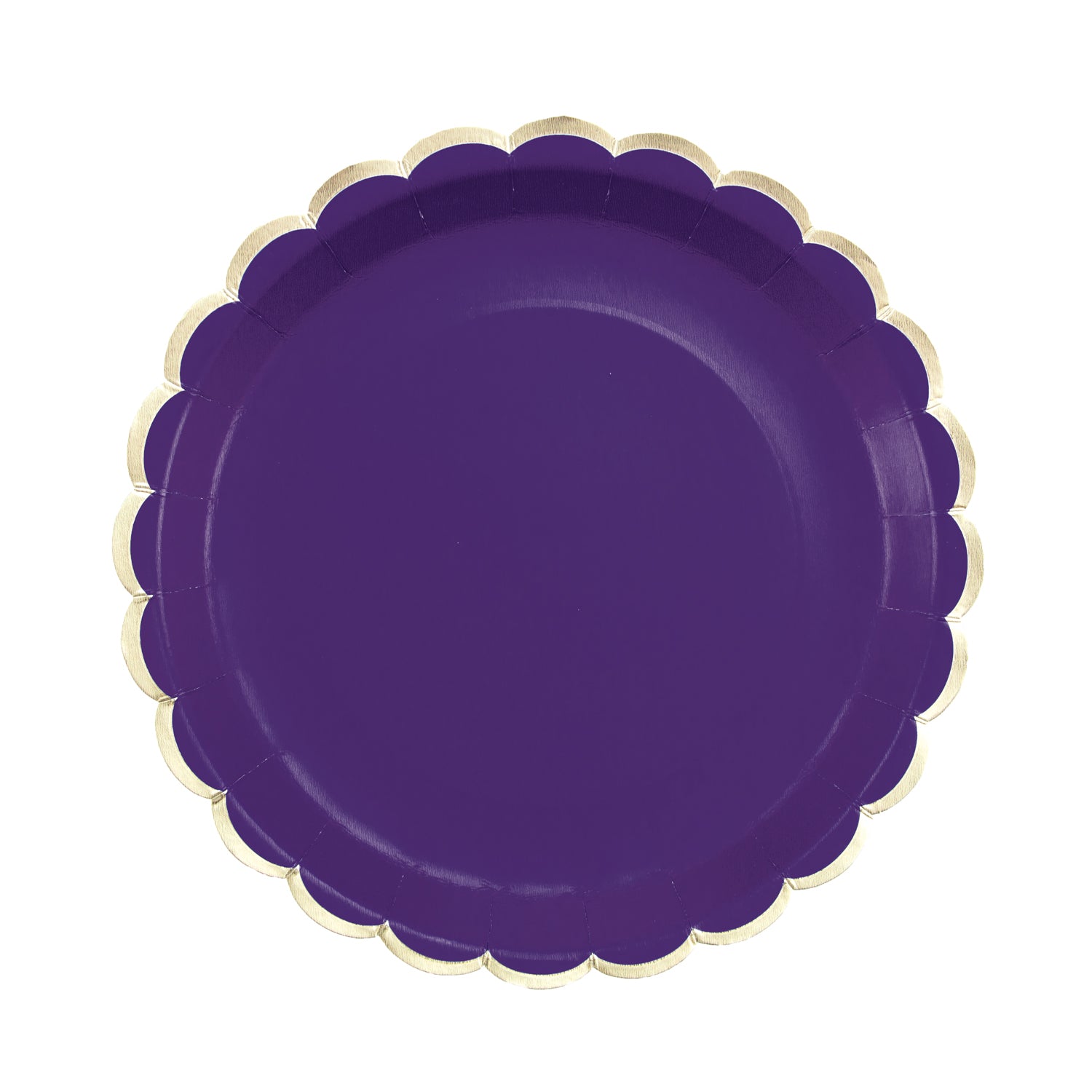 ASSIETTES FESTONNEES 23CM VIOLET ET OR X 8