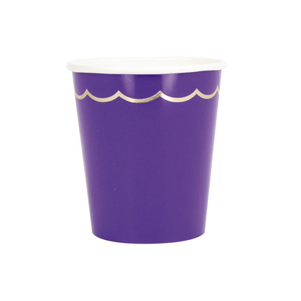 GOBELETS FESTONNES 200ML VIOLET ET OR X 8