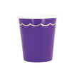 GOBELETS FESTONNES 200ML VIOLET ET OR X 8