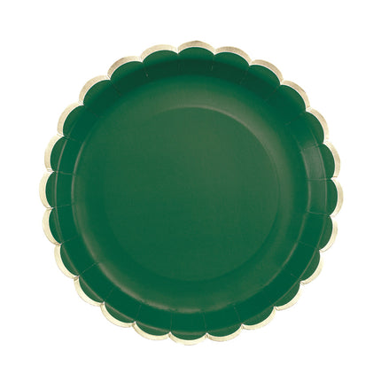 ASSIETTES FESTONNEES 23CM VERT JUNGLE ET OR X 8