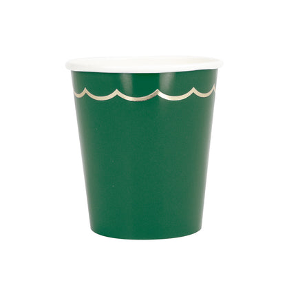 GOBELETS FESTONNES 200ML VERT JUNGLE ET OR X 8