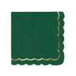 SERVIETTES FESTONNEES 33X33CM VERT JUNGLE ET OR X 16