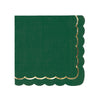 SERVIETTES FESTONNEES 33X33CM VERT JUNGLE ET OR X 16