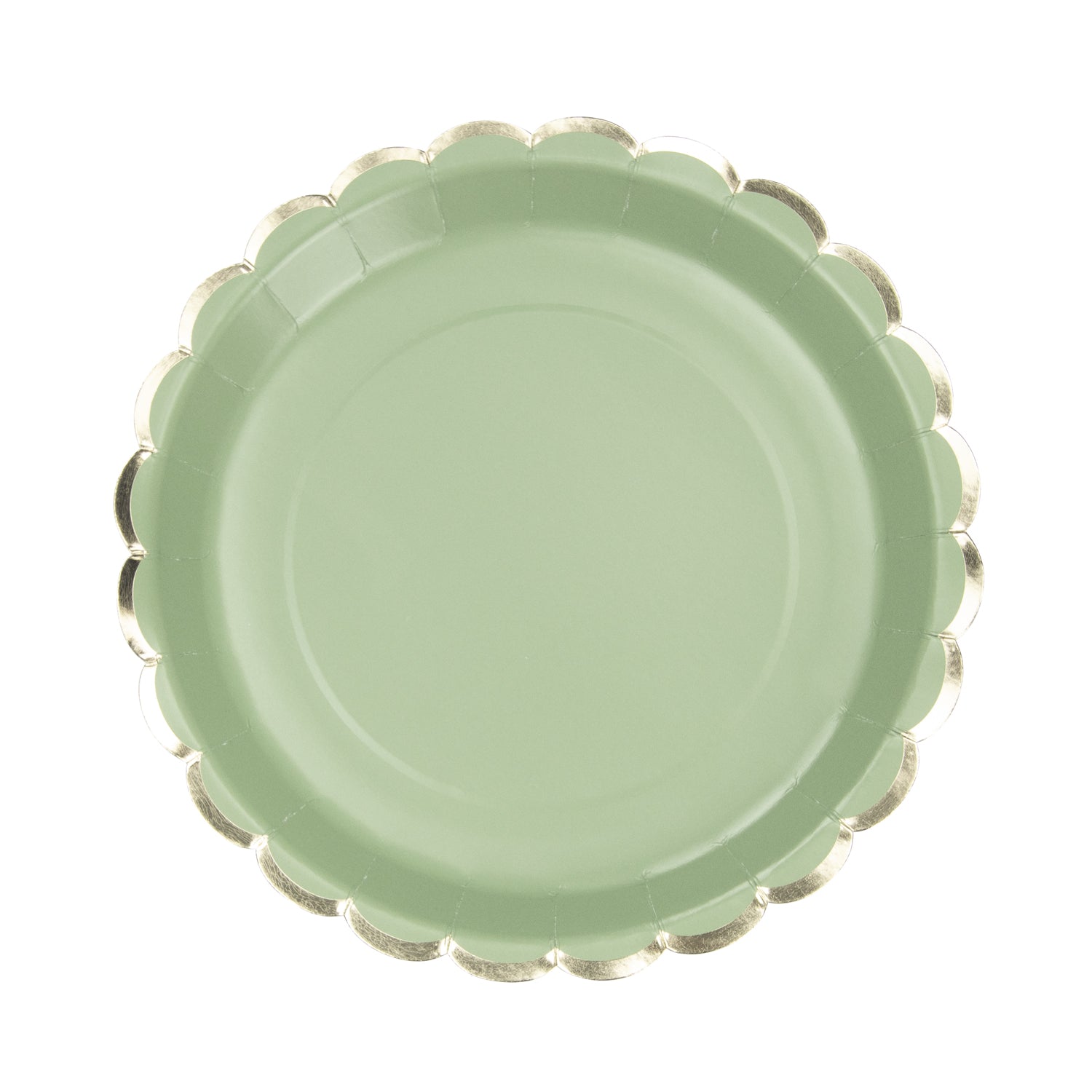 ASSIETTES FESTONNEES 23CM VERT SAUGE ET OR X 8