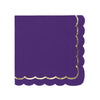 SERVIETTES FESTONNEES 33X33CM VIOLET ET OR X 16