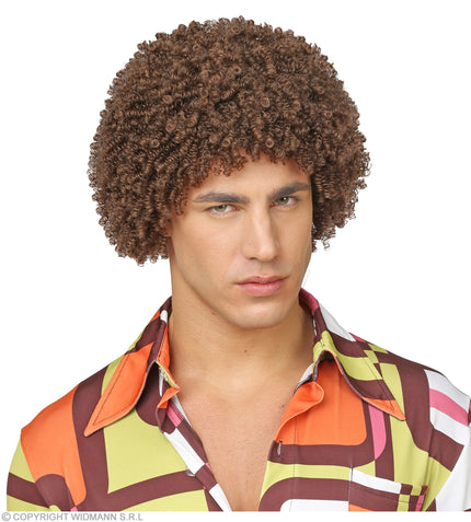 Perruque afro 70's châtain adulte