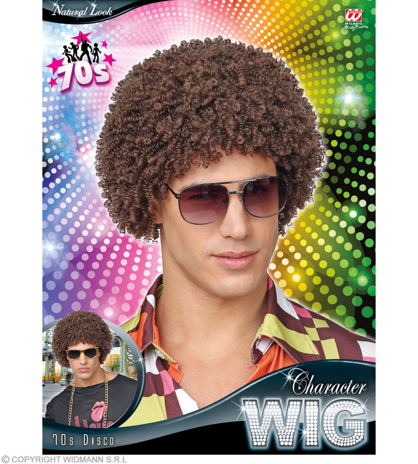 Perruque afro 70's châtain adulte