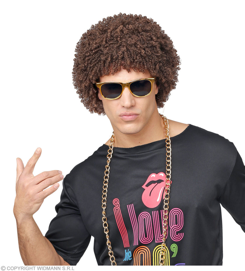 Perruque afro 70's châtain adulte