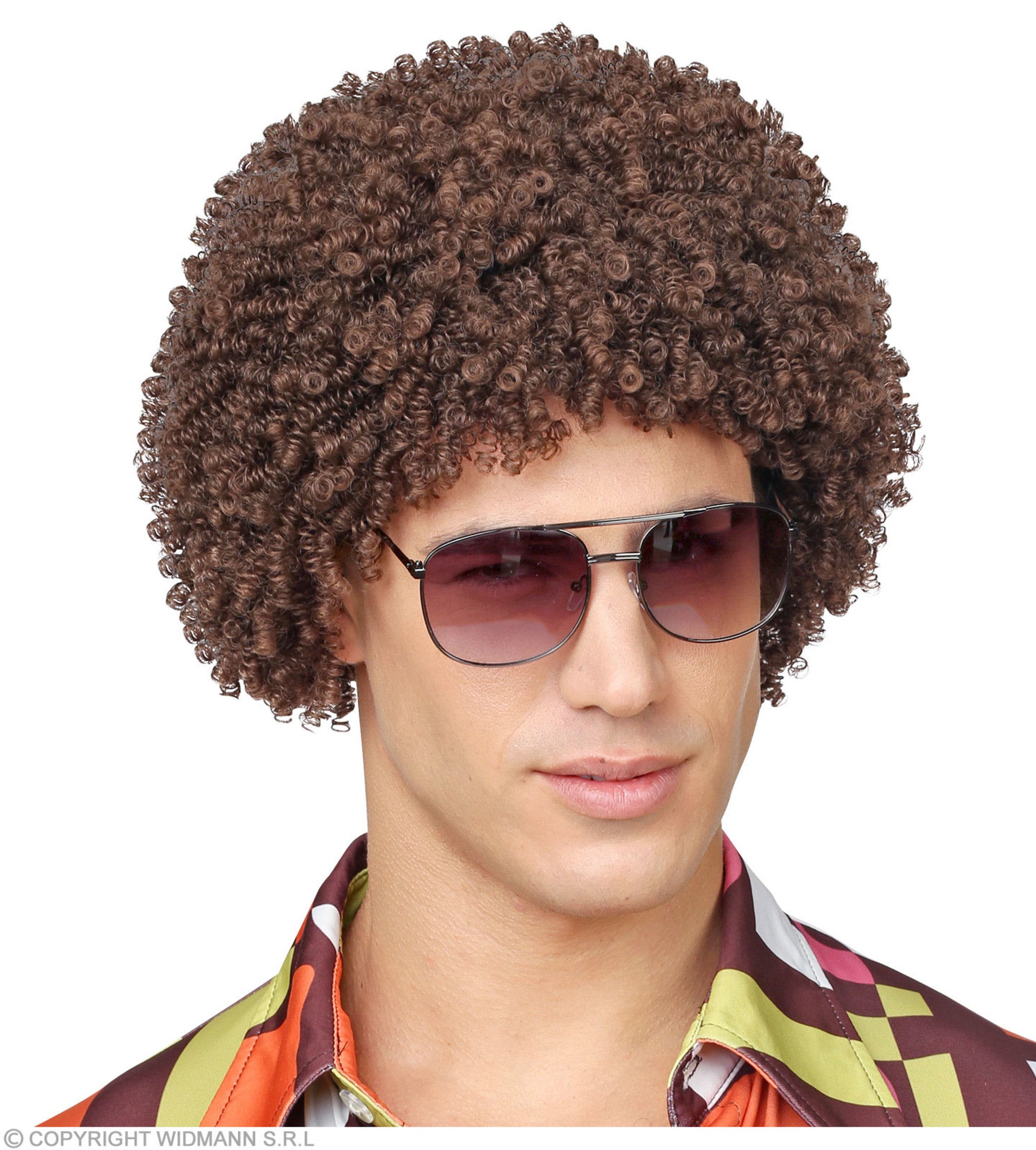 Perruque afro 70's châtain adulte