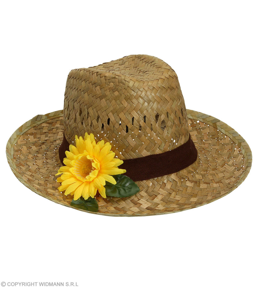 Chapeau de paille avec tournesol