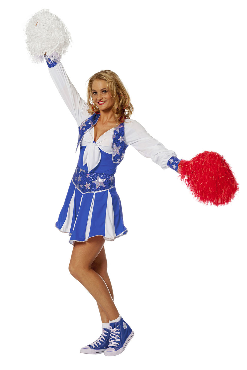 Déguisement pom-pom girl bleu femme