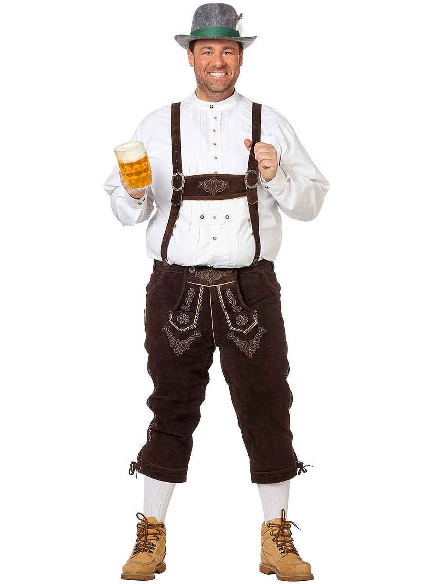 Lederhose marron foncé deluxe homme