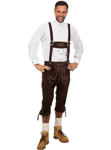 Lederhose marron foncé deluxe homme