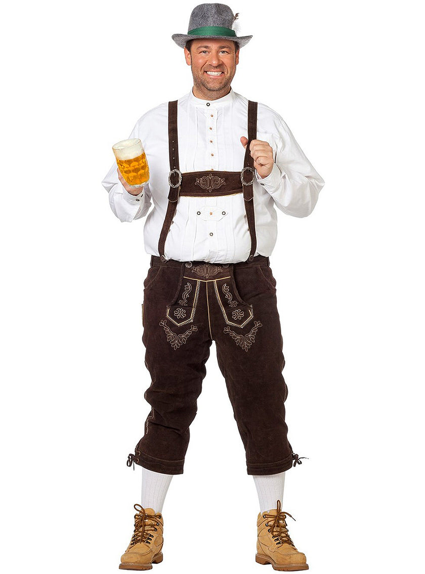 Lederhose marron foncé deluxe homme