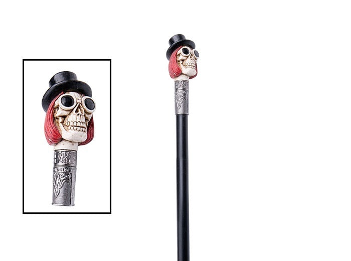 canne métallique droite motif crâne steampunk luxe 92cm