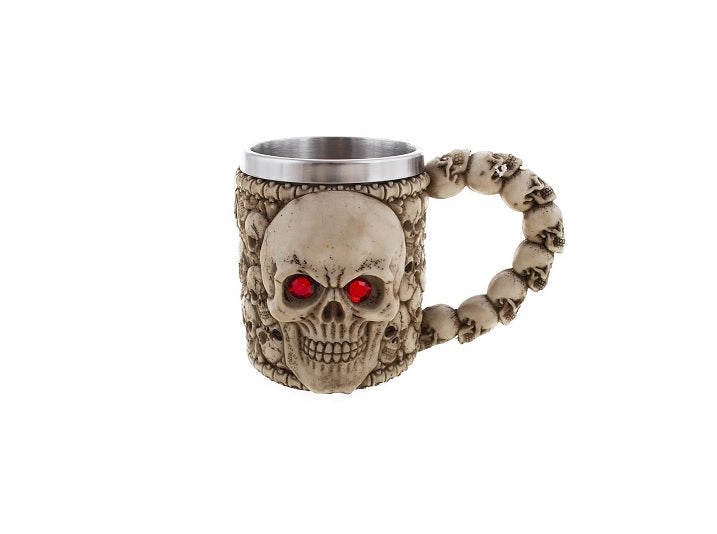 chope de bière tête de mort avec anse crânes 16x11cm