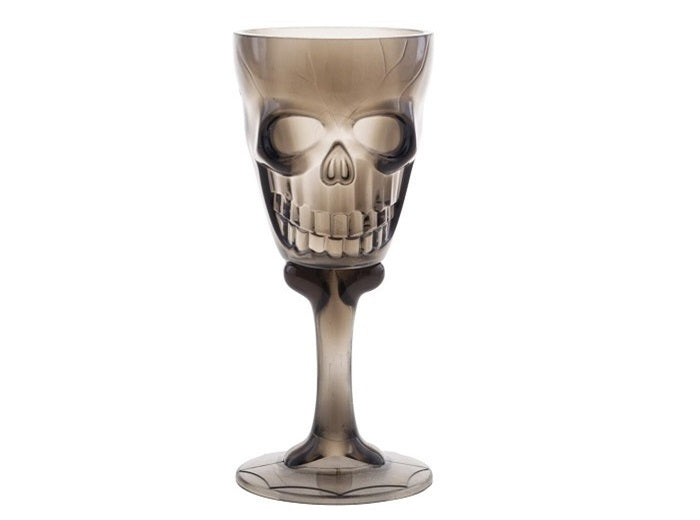 verre fumé sur pied crane transparent 18cm