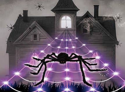 décoration toile d''araignée géante 250 led''s avec araignée 5m