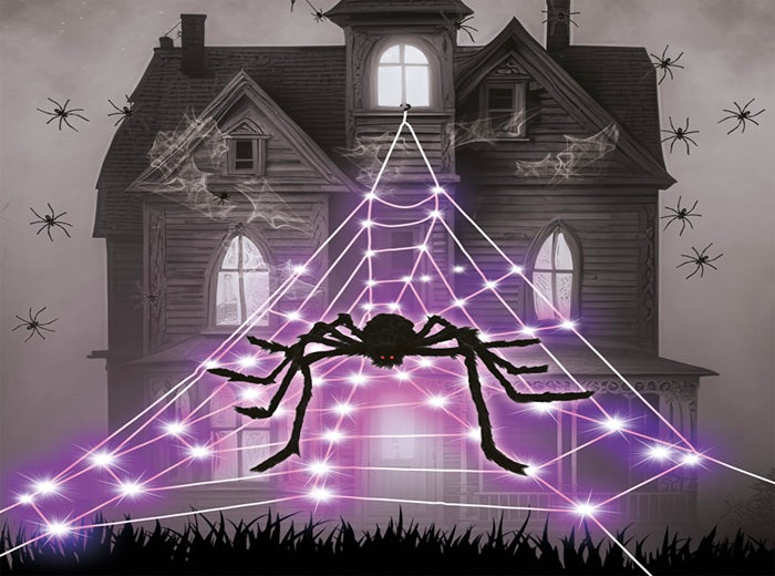 décoration toile d''araignée géante 125 led''s avec araignée 5m