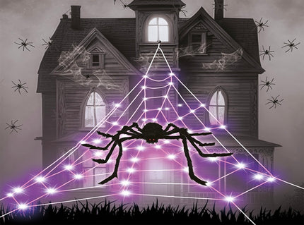 décoration toile d''araignée géante 125 led''s avec araignée 5m