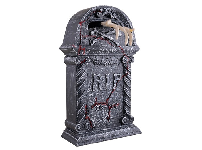 pierre tombale avec main lumineuse sonore et motorisée 44cm