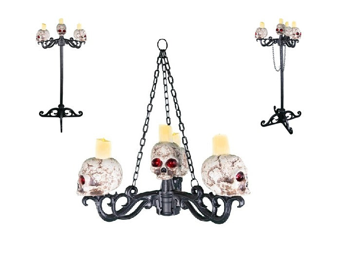 chandelier lumineux crânes avec bougies 3 en 1 diamètre 76cm