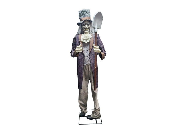 zombie fossoyeur avec pelle lumineux sonore motorisé 2m 220v