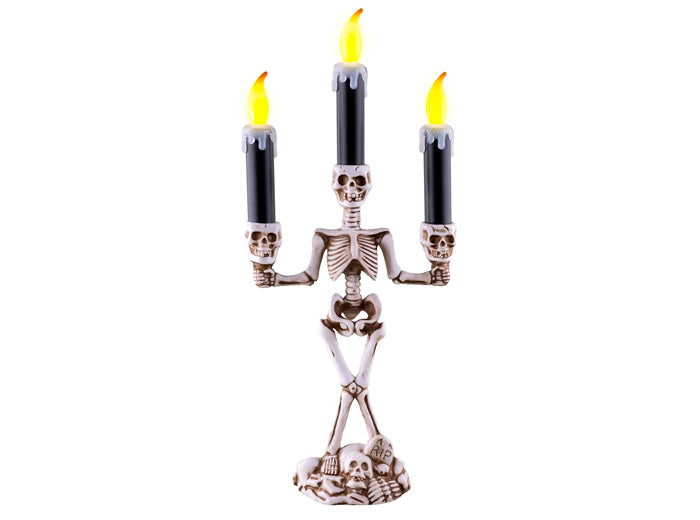 chandelier lumineux squelette 3 led''s bougies 36cm