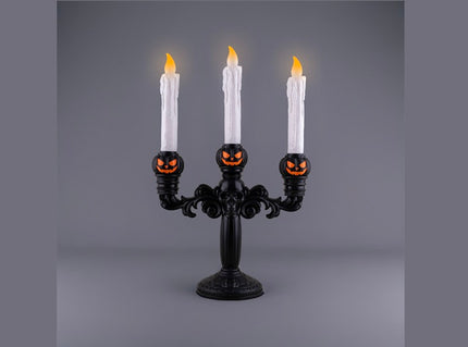 chandelier lumineux citrouilles et crâne 3 led''s bougies 40cm