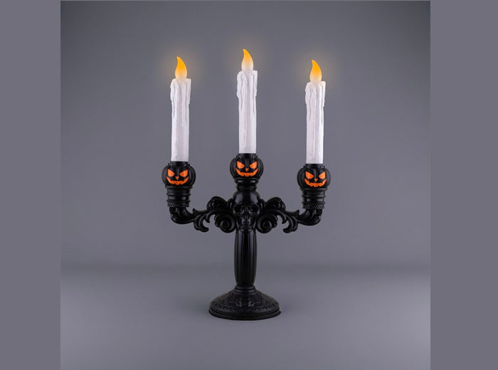 chandelier lumineux citrouilles et crâne 3 led''s bougies 40cm