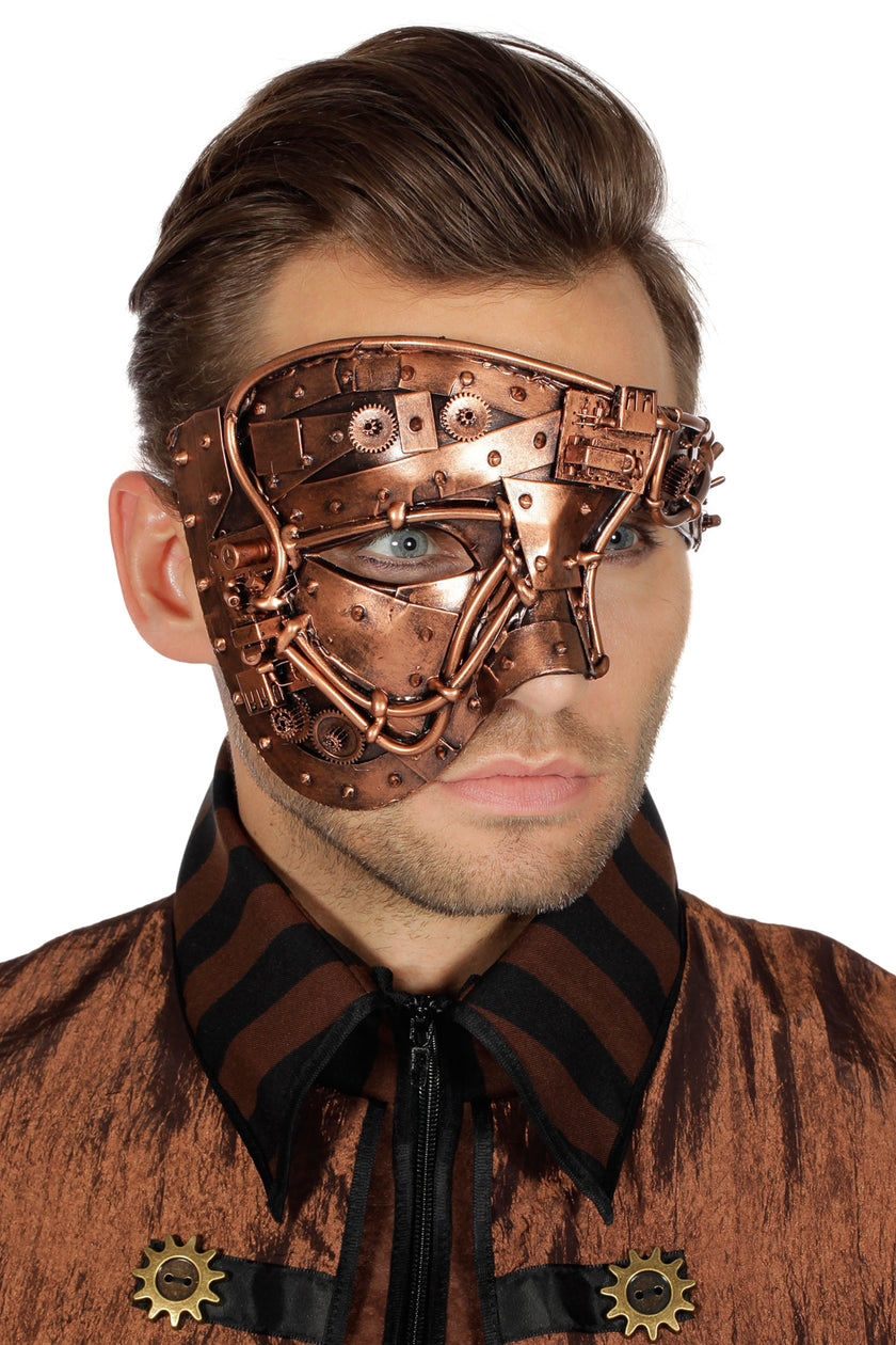 Masque Steampunk Demi Visage cuivré adulte