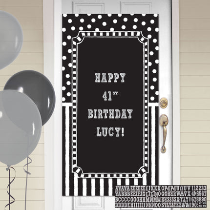 Affiche anniversaire personnalisable pour porte avec ballons et fleurs
