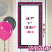 Affiche anniversaire personnalisable pour porte décoration époque rose et noire