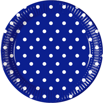 8 grandes assiettes Blue Royal Dots