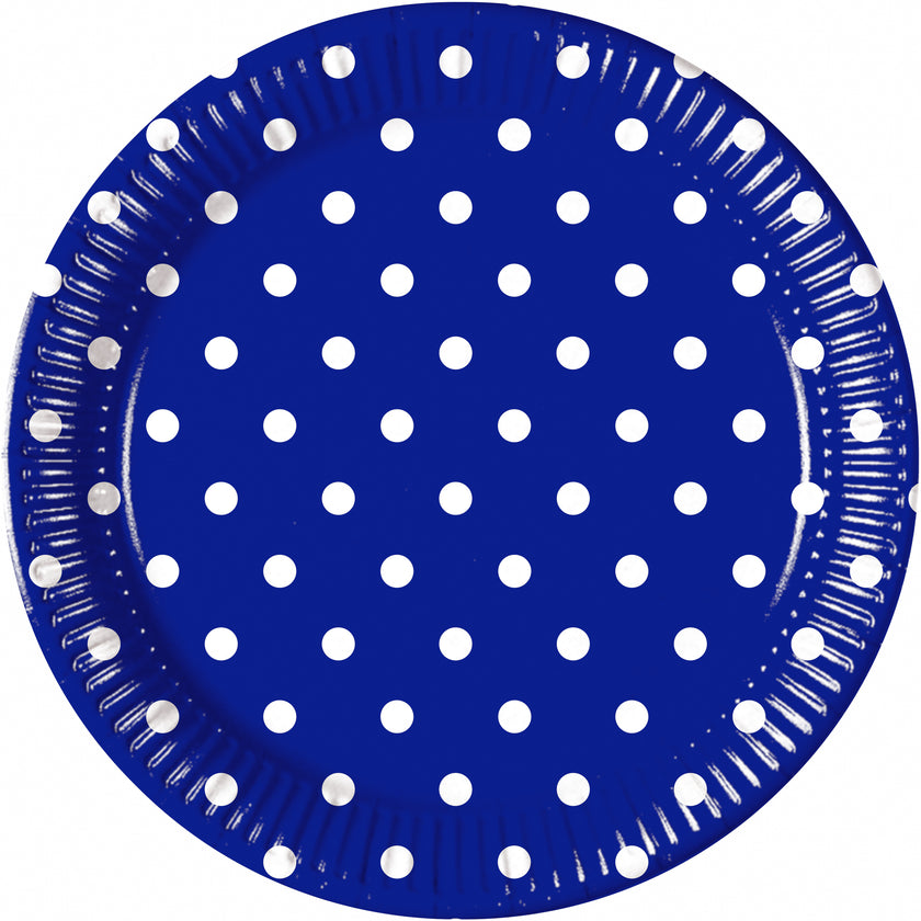 8 grandes assiettes Blue Royal Dots