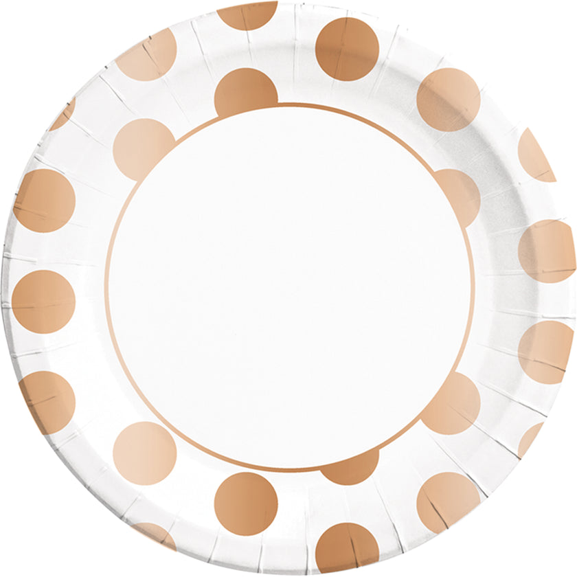 8 grandes assiettes Dots Collection Cuivre