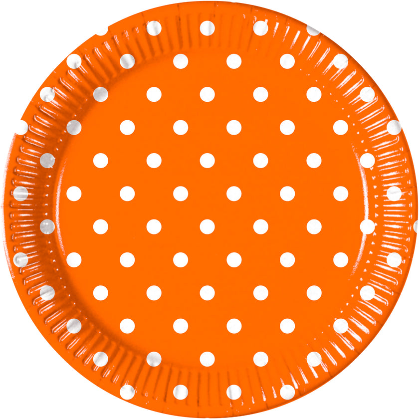 8 assiettes Orange Dots