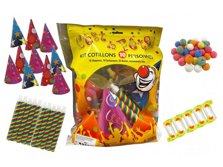 lot de cotillons c''est la fête pour 10 personnes