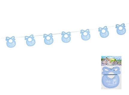guirlande layette bleu motif baby shower 2.75m