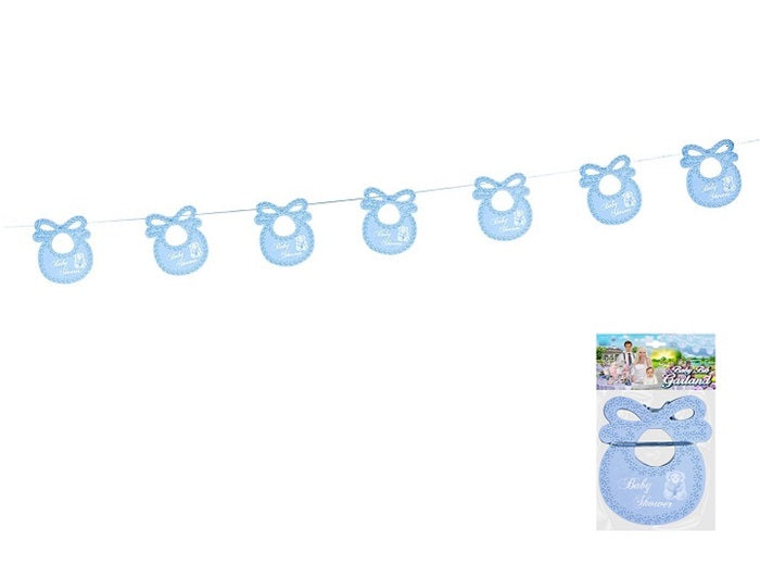 guirlande layette bleu motif baby shower 2.75m