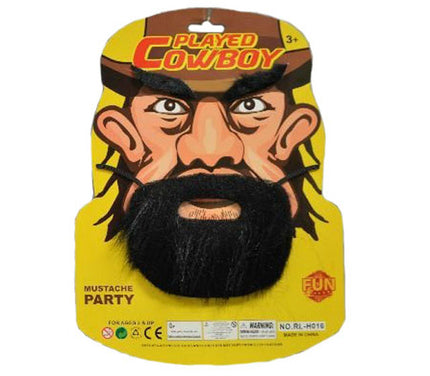 fausse barbe et sourcils de cowboy