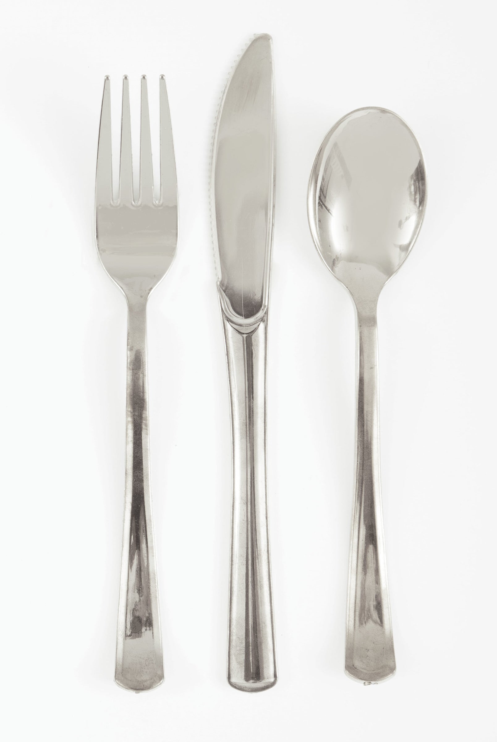 Couverts en plastique argentés - Gamme couleur unie