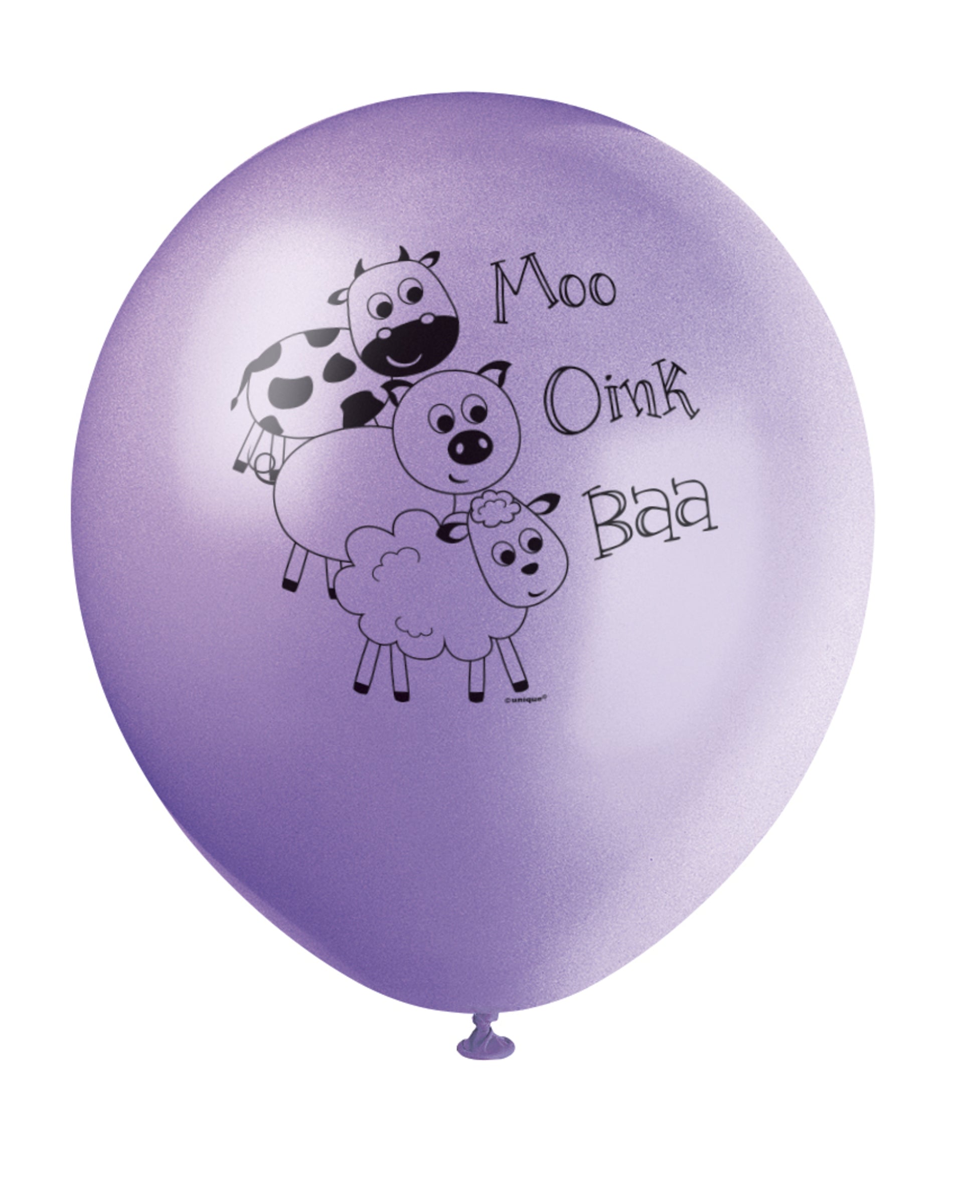 8 ballons vers avec animaux de la ferme (30cm) - Farmyard Party