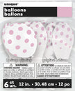 6 ballons blancs à pois roses