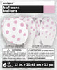 6 ballons blancs à pois roses