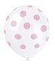 6 ballons blancs à pois roses