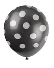 6 ballons noirs à pois blancs
