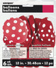 6 ballons rouges à pois blancs