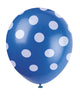 6 ballons bleu foncé à pois blancs