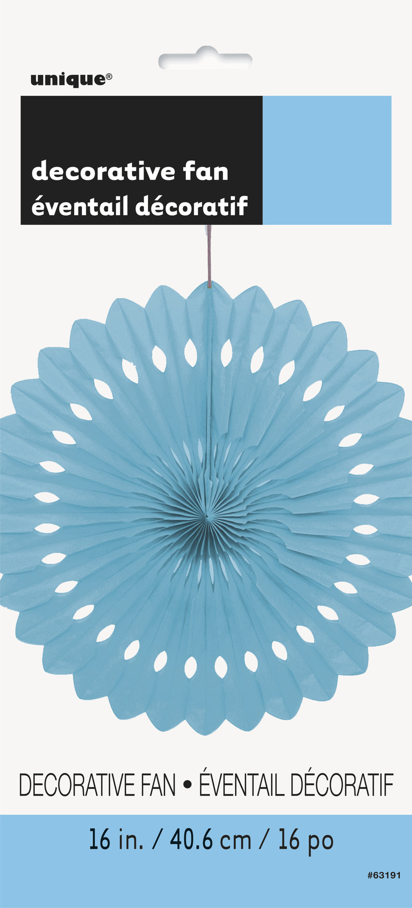 Rosace en papier bleue ciel - Gamme couleur unie